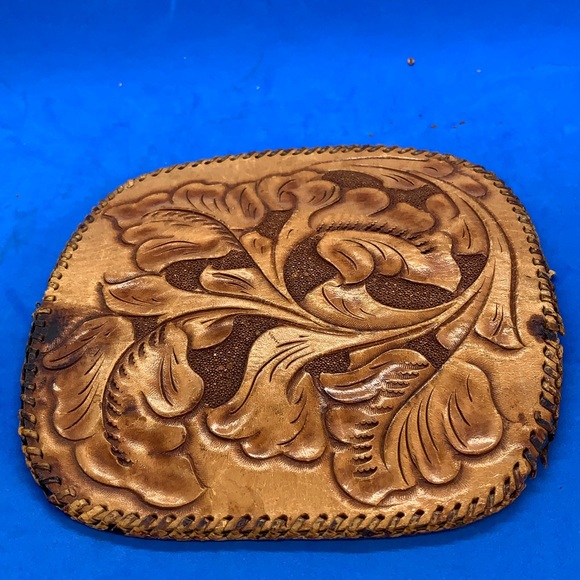 Leather Remnant Hand-tooled Cowboy - Picture 1 of 8